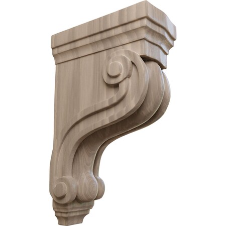 Ekena Millwork 3 3/8"W x 6 1/2"D x 10 1/2"H Boston Traditional Scroll Corbel, Walnut COR03X06X10TSWA